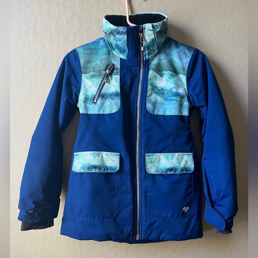 Girl’s Opermeyer Ski Jacket Size Teen Small, Blue Front Zipper Machine Washable